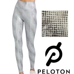 Peloton Show Up Silver Foil Metallic High Rise Athletic Leggings XL NWT
